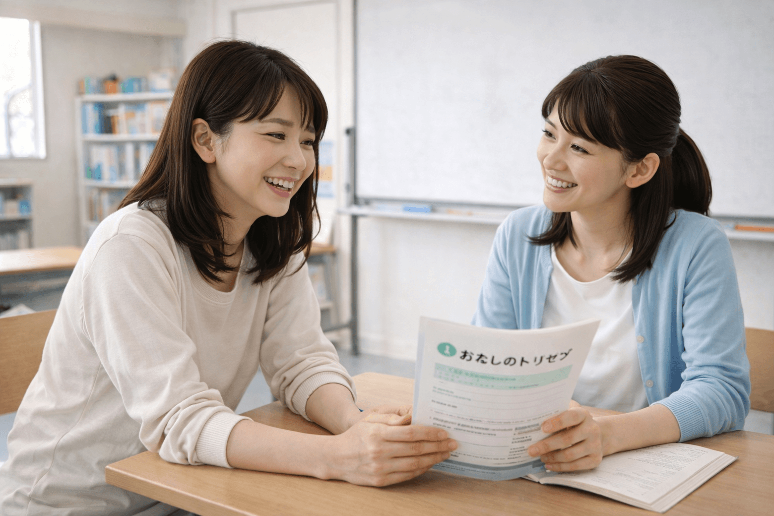 先生にトリセツを渡す様子